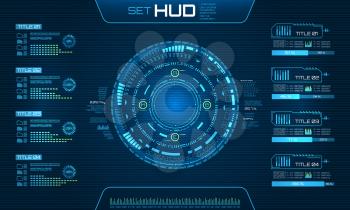 HUD UI Futuristic and Infographic Elements. Technology Background - Illustration Vector