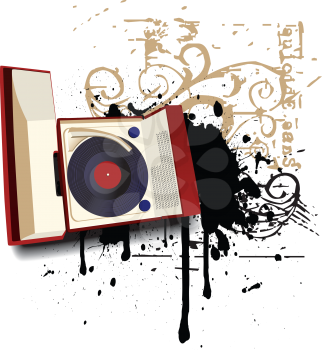 Royalty Free Clipart Image of a Grunge Phonograph