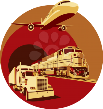 Royalty Free Clipart Image of a Transportation Vignette