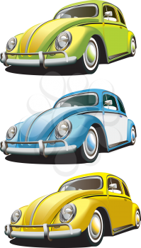 Royalty Free Clipart Image of a Set of Volkswagons