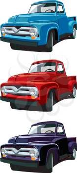 Royalty Free Clipart Image of Old Pickup Trucks