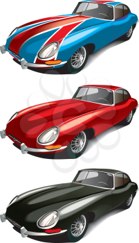 Royalty Free Clipart Image of an Set of English Cars