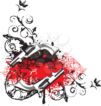 Royalty Free Clipart Image of a Grunge Vignette With Guns