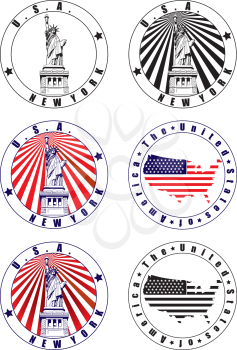 Royalty Free Clipart Image of American Stamps