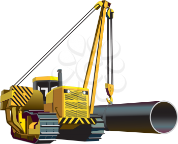 Vectorial image of yellow pipelayer isolated on white background