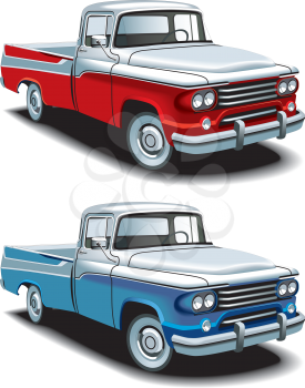 Royalty Free Clipart Image of Two Pickups