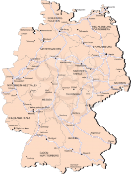 Royalty Free Clipart Image of a Map of Germany and Its Provinces