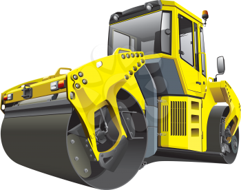 Detailed vectorial image of large yellow roller, isolated on white background. File contains gradients. No strokes and blends.