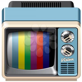 Vector icon of vintage television receiver, isolated on white background. File contains gradients, blends and transparency. No strokes.
