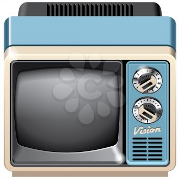 Vector icon of vintage television set, isolated on white background. File contains gradients, blends and transparency. No strokes.