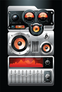 Royalty Free Clipart Image of an Analog MP3 Stereo Music Media Player