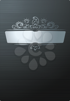 Royalty Free Clipart Image of a Metal Plate With Floral Ornaments