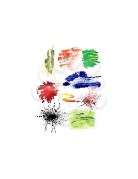 Royalty Free Clipart Image of Colorful Grunge Brushes