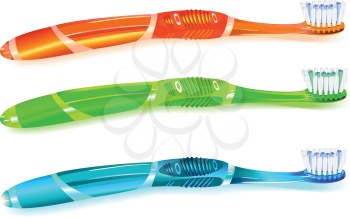 Royalty Free Clipart Image of Colorful Toothbrushes