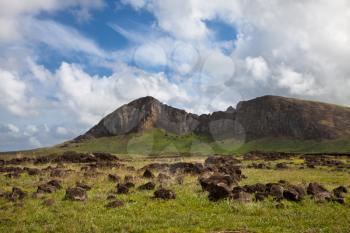 Ranu Rararku Crater walls on Easter Island 