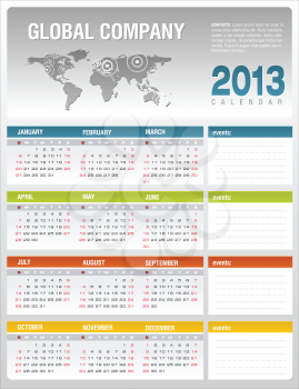 Royalty Free Clipart Image of a Corporate Calendar for 2013
