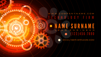 Royalty Free Clipart Image of a Business Card With a Gear Design