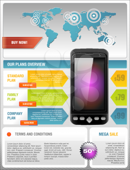 Mobile Cell Smart Phone Telecom Communication Provider Flyer vector