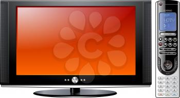 Royalty Free Clipart Image of a Television and Remote
