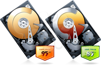 Royalty Free Clipart Image of a Hard Disk Drive HDD With Price Tag