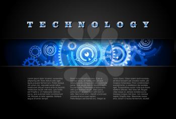 Royalty Free Clipart Image of a Technology Banner With Gears