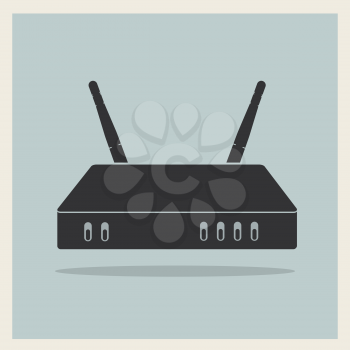 Wi-Fi Router on Blue Retro Background Vector