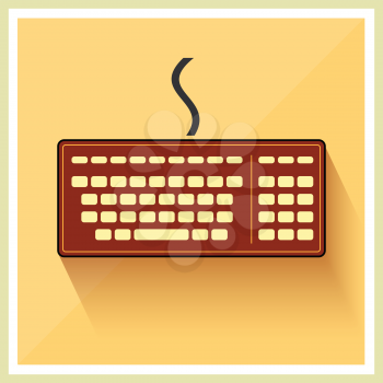 Classic Computer Keyboard on Retro Background Vector
