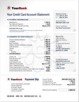 Credit Card Bank Account Statement Finance Document Template
