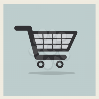 Shopping Cart Icon on Retro Blue Background Vector