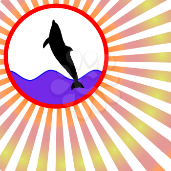 Royalty Free Clipart Image of a Silhouetted Dolphin