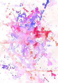 Abstract blue and red pink watercolor background spots and blots