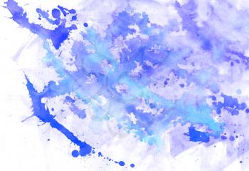 Abstract blue watercolor background spots and blots