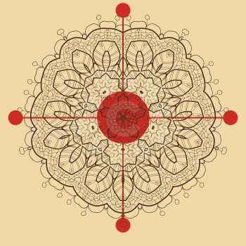 Vintage mandala on yellow with place for your text. eps10