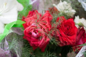 flowers bunch with red roses