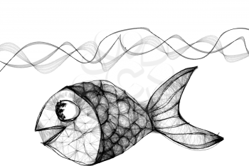 Royalty Free Clipart Image of a Hand Drawn Fish