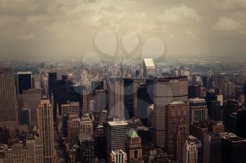 sepia-toned image NYC from above
