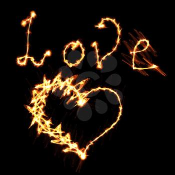 Royalty Free Clipart Image of Love and a Heart on Fire