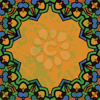 Islamic floral art. Stylized oriental frame for text in green color.