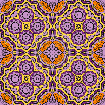 Violet Ornamental round seamless pattern with many details