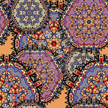 Arabesque seamless pattern. Seamless Pattern Circle Ornament. Mandala Vector Circle Ornament, Design Element