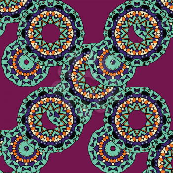 Colorful Ethnic Festive Abstract Mandalas Vector Pattern.