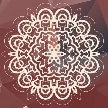 White mandala on triangles background