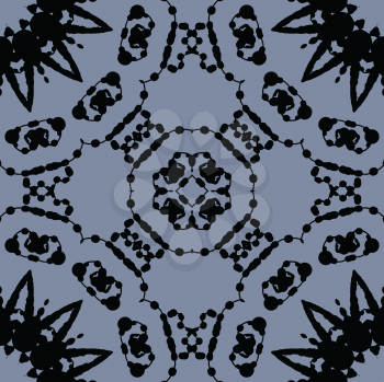 Seamless black on gray pattern made of ink splashes