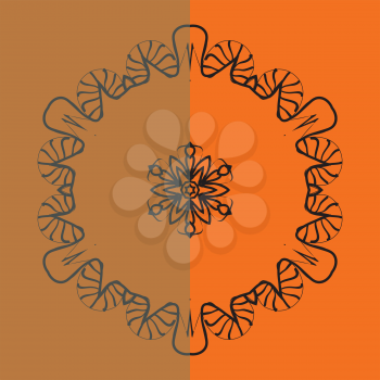 Outlined mandala over bright orange background for greeting card, Brochure, Card or Invitation with Islamic, Arabic, Indian, Ottoman, Asian motifs. Abstract Retro Stylized flowers wallpaper 