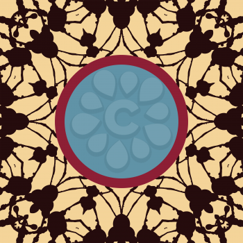Mandala stylized Print with frame for text. Islamic, Arabic, Asian motif.