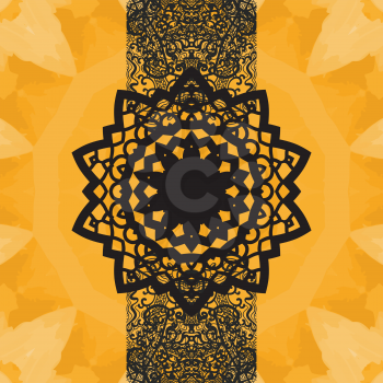 Indian Yoga Ornament, kaleidoscopic floral pattern, yantra in center. Seamless ornament lace.Oriental vector pattern. Islamic,Arabic, Indian, Turkish, Pakistan, Chinese, Asian, Moroccan, Ottoman motif
