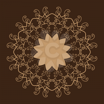 Stylized Oriental Lace Brown Color.Oriental Wallpaper. Mandala Tile. Card of invitation Vintage decorative elements.Colorful Hand drawn background.Islamic, Arabic, Indian, Asian, Ottoman motifs