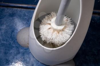 Dirty toilet brush after cleaning the toilet in place