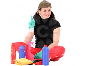 Royalty Free Photo of a Woman Cleaning