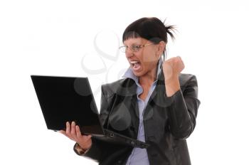 Royalty Free Photo of a Businesswoman Holding a Laptop